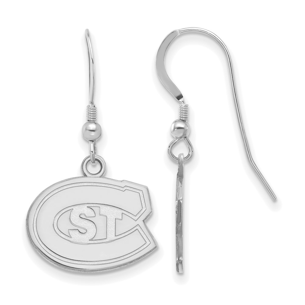 Sterling Silver Rhodium-plated LogoArt St. Cloud State University Small Dangle Wire Earrings