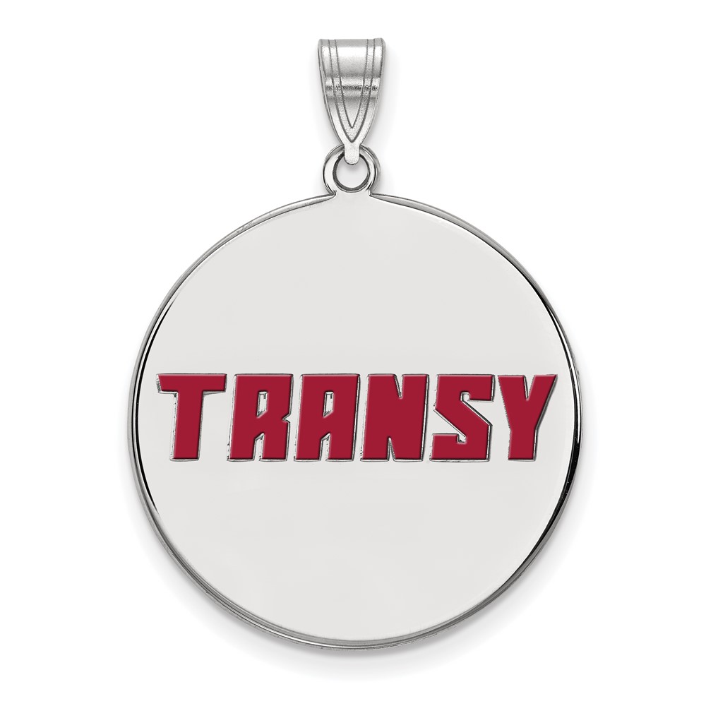 Sterling Silver Rhodium-plated LogoArt Transylvania University Extra Large Enameled Disc Pendant