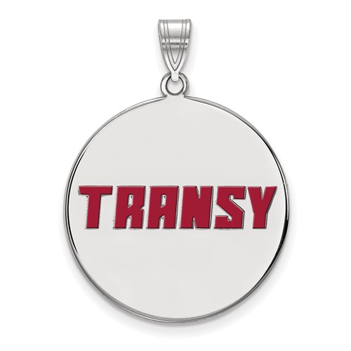 Sterling Silver Rhodium-plated LogoArt Transylvania University Extra Large Enameled Disc Pendant