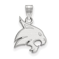Sterling Silver Rhodium-plated LogoArt Texas State University Bobcat Medium Pendant view 1
