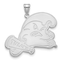 Sterling Silver Rhodium-plated LogoArt Tulane University Extra Large Pendant view 1