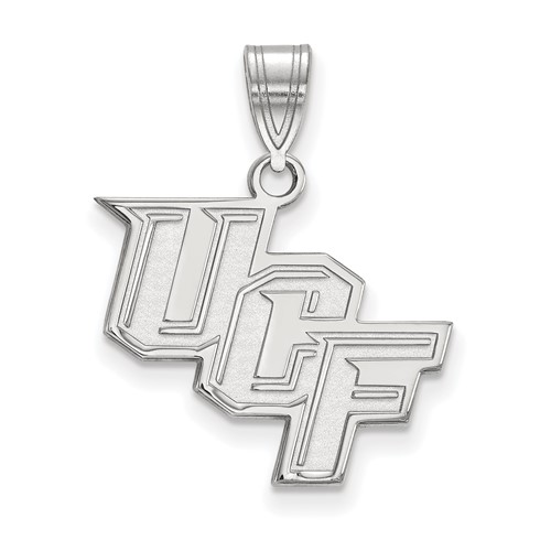 Sterling Silver Rhodium-plated LogoArt University of Central Florida U-c-f Medium Pendant