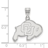 Sterling Silver Rhodium-plated LogoArt University of Colorado Buffalo Medium Pendant view 2