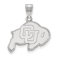 Sterling Silver Rhodium-plated LogoArt University of Colorado Buffalo Medium Pendant view 1