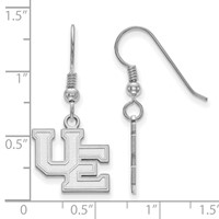 Sterling Silver Rhodium-plated LogoArt University of Evansville Purple Aces Small Dangle Wire Earrings view 2