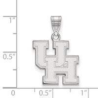Sterling Silver Rhodium-plated LogoArt University of Houston U-h Medium Pendant view 2