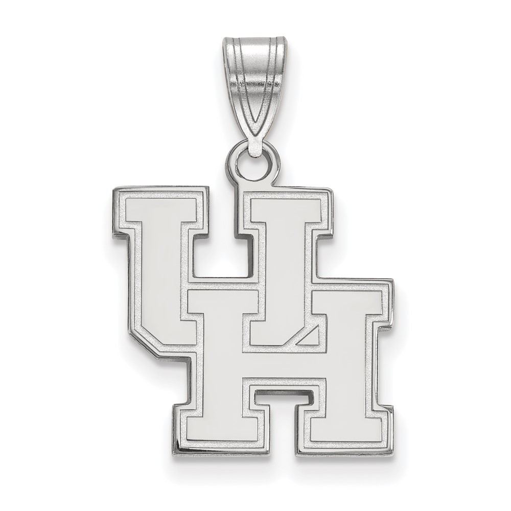 Sterling Silver Rhodium-plated LogoArt University of Houston U-h Medium Pendant