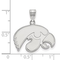 Sterling Silver Rhodium-plated LogoArt University of Iowa Hawk Medium Pendant view 2
