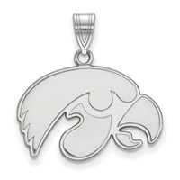 Sterling Silver Rhodium-plated LogoArt University of Iowa Hawk Medium Pendant view 1