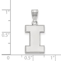 Sterling Silver Rhodium-plated LogoArt University of Illinois Letter I Medium Pendant view 2