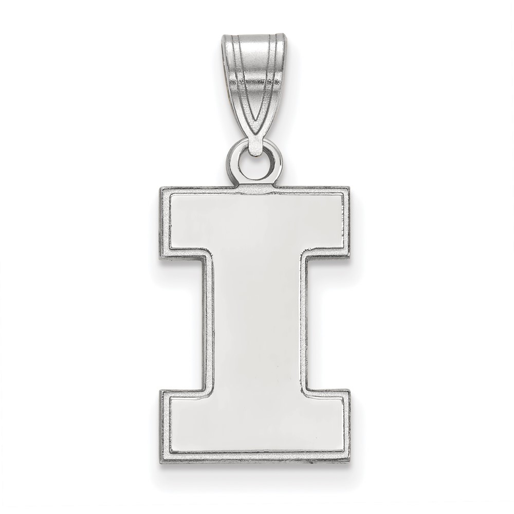 Sterling Silver Rhodium-plated LogoArt University of Illinois Letter I Medium Pendant