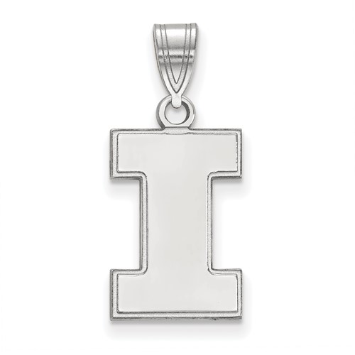 Sterling Silver Rhodium-plated LogoArt University of Illinois Letter I Medium Pendant