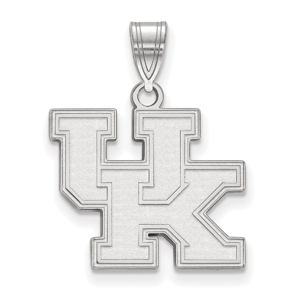 Sterling Silver Rhodium-plated LogoArt University of Kentucky U-k Medium Pendant