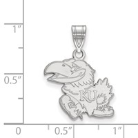 Sterling Silver Rhodium-plated LogoArt University of Kansas Jayhawk Medium Pendant view 2