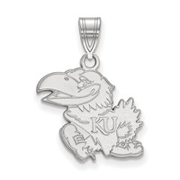 Sterling Silver Rhodium-plated LogoArt University of Kansas Jayhawk Medium Pendant view 1