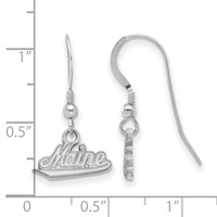 Sterling Silver Rhodium-plated LogoArt University of Maine Small Dangle Wire Earrings view 2