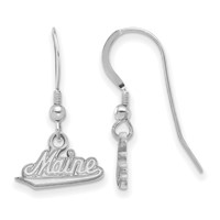 Sterling Silver Rhodium-plated LogoArt University of Maine Small Dangle Wire Earrings view 1