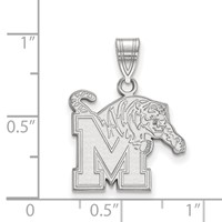 Sterling Silver Rhodium-plated LogoArt University of Memphis Medium Pendant view 2