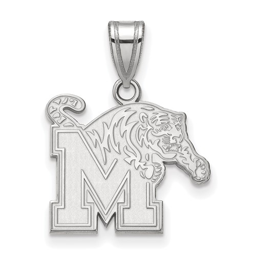 Sterling Silver Rhodium-plated LogoArt University of Memphis Medium Pendant