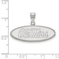Sterling Silver Rhodium-plated LogoArt University of Mississippi Ole Miss Medium Oval Pendant view 2