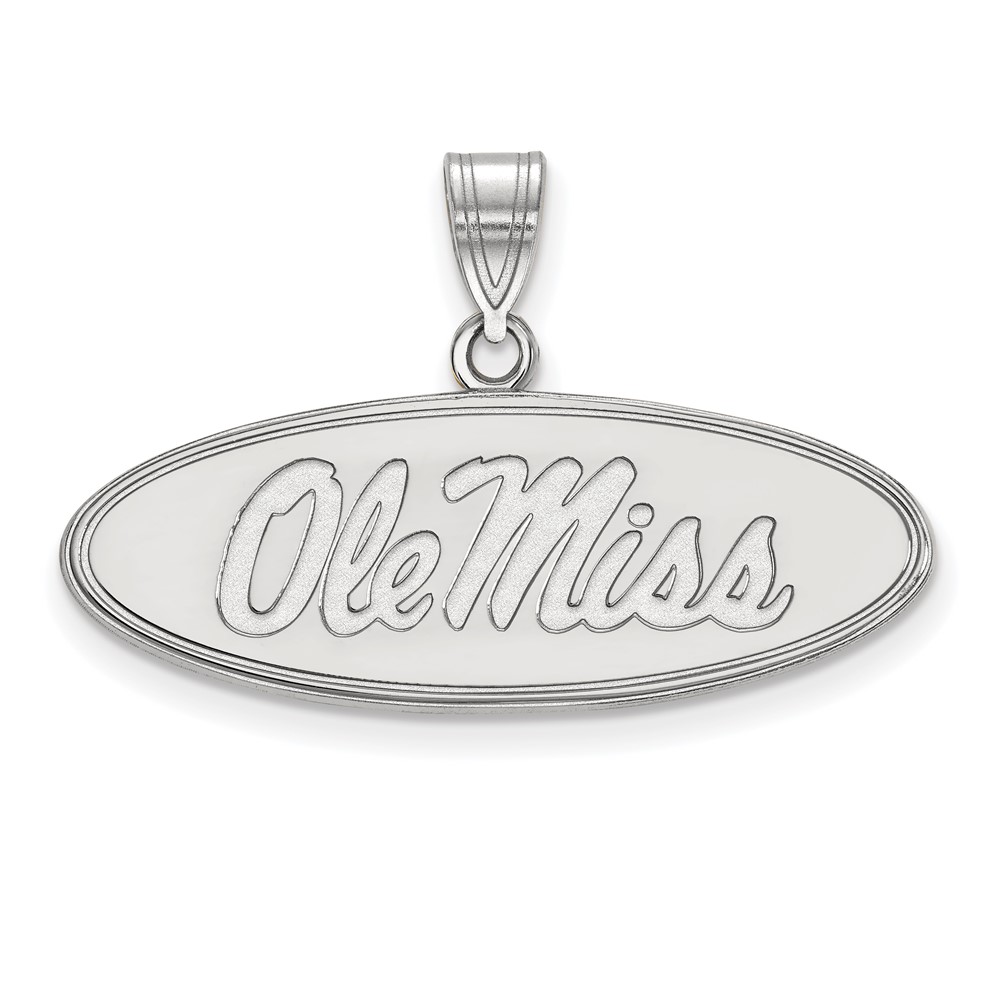 Sterling Silver Rhodium-plated LogoArt University of Mississippi Ole Miss Medium Oval Pendant