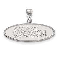 Sterling Silver Rhodium-plated LogoArt University of Mississippi Ole Miss Medium Oval Pendant view 1