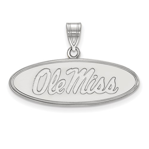 Sterling Silver Rhodium-plated LogoArt University of Mississippi Ole Miss Medium Oval Pendant