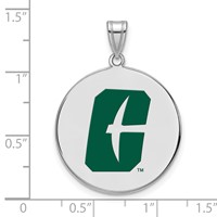 Sterling Silver Rhodium-plated LogoArt University of North Carolina At Charlotte 49ers Extra Large Enameled Disc Pendant view 2