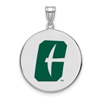 Sterling Silver Rhodium-plated LogoArt University of North Carolina At Charlotte 49ers Extra Large Enameled Disc Pendant view 1