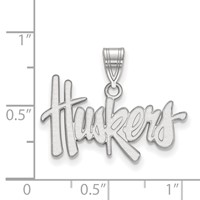 Sterling Silver Rhodium-plated LogoArt University of Nebraska Huskers Medium Pendant view 2