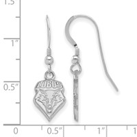 Sterling Silver Rhodium-plated LogoArt University of New Mexico Lobos Small Dangle Wire Earrings view 2