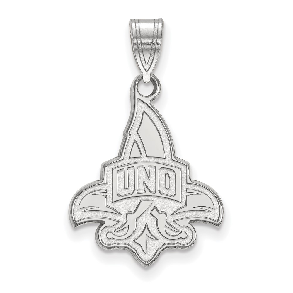 Sterling Silver Rhodium-plated LogoArt University of New Orleans U-n-o Large Pendant