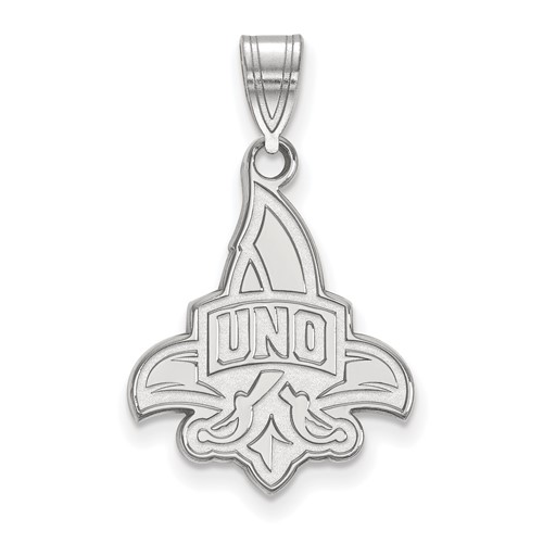 Sterling Silver Rhodium-plated LogoArt University of New Orleans U-n-o Large Pendant