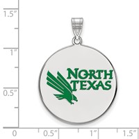 Sterling Silver Rhodium-plated LogoArt University of North Texas Extra Large Enameled Disc Pendant view 2