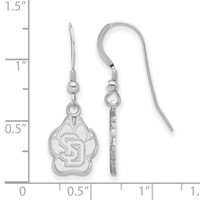 Sterling Silver Rhodium-plated LogoArt University of South Dakota Small Dangle Wire Earrings view 2
