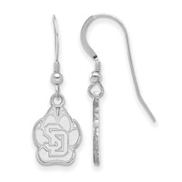 Sterling Silver Rhodium-plated LogoArt University of South Dakota Small Dangle Wire Earrings view 1