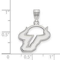 Sterling Silver Rhodium-plated LogoArt University of South Florida Bull Medium Pendant view 2