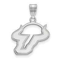 Sterling Silver Rhodium-plated LogoArt University of South Florida Bull Medium Pendant view 1