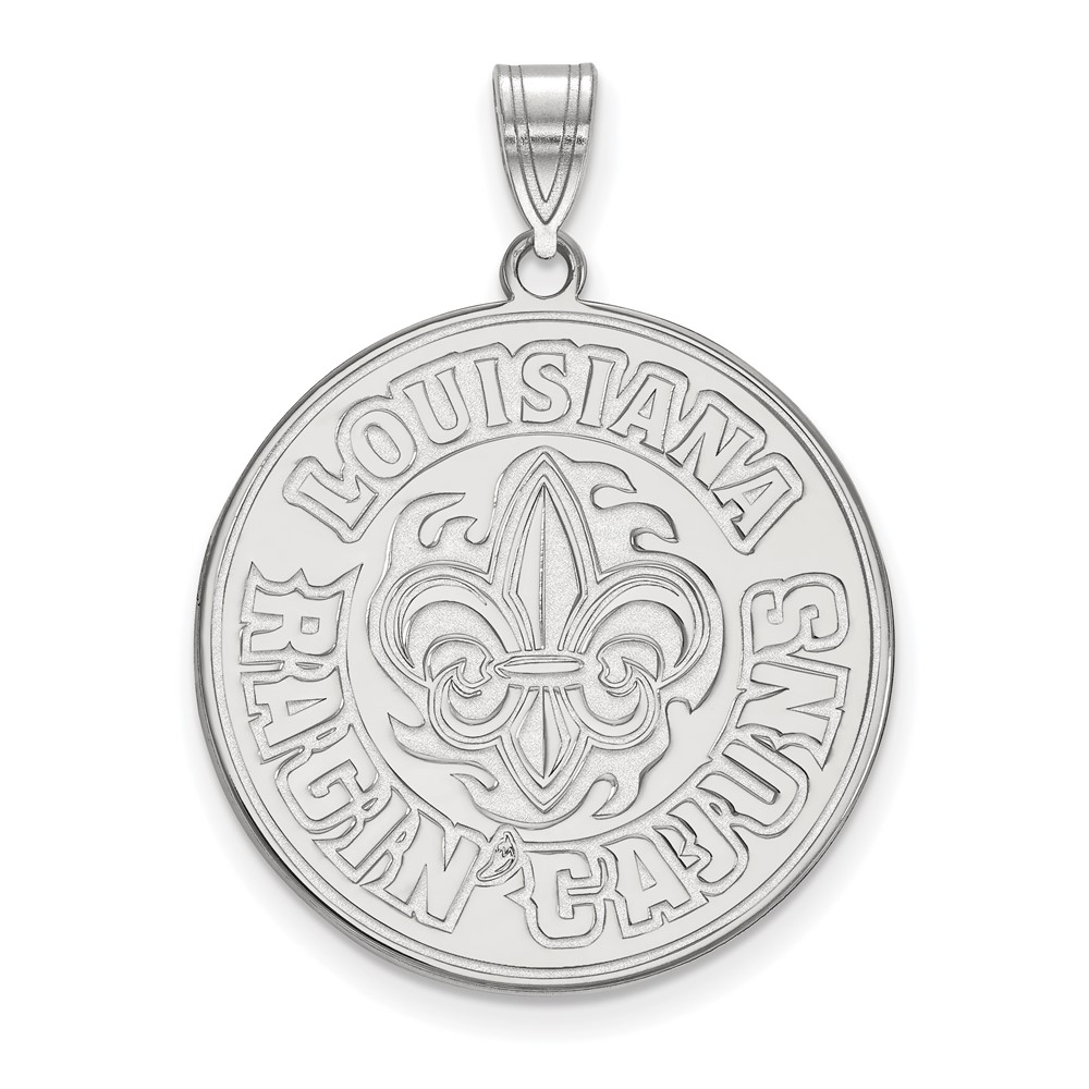 Sterling Silver Rhodium-plated LogoArt University of Louisiana At Lafayette Extra Large Pendant