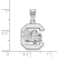 Sterling Silver Rhodium-plated LogoArt University of South Carolina Medium Pendant view 2