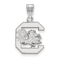 Sterling Silver Rhodium-plated LogoArt University of South Carolina Medium Pendant view 1