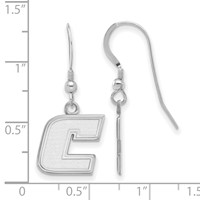 Sterling Silver Rhodium-plated LogoArt University of Tennessee At Chattanooga Letter C Small Dangle Wire Earrings view 2