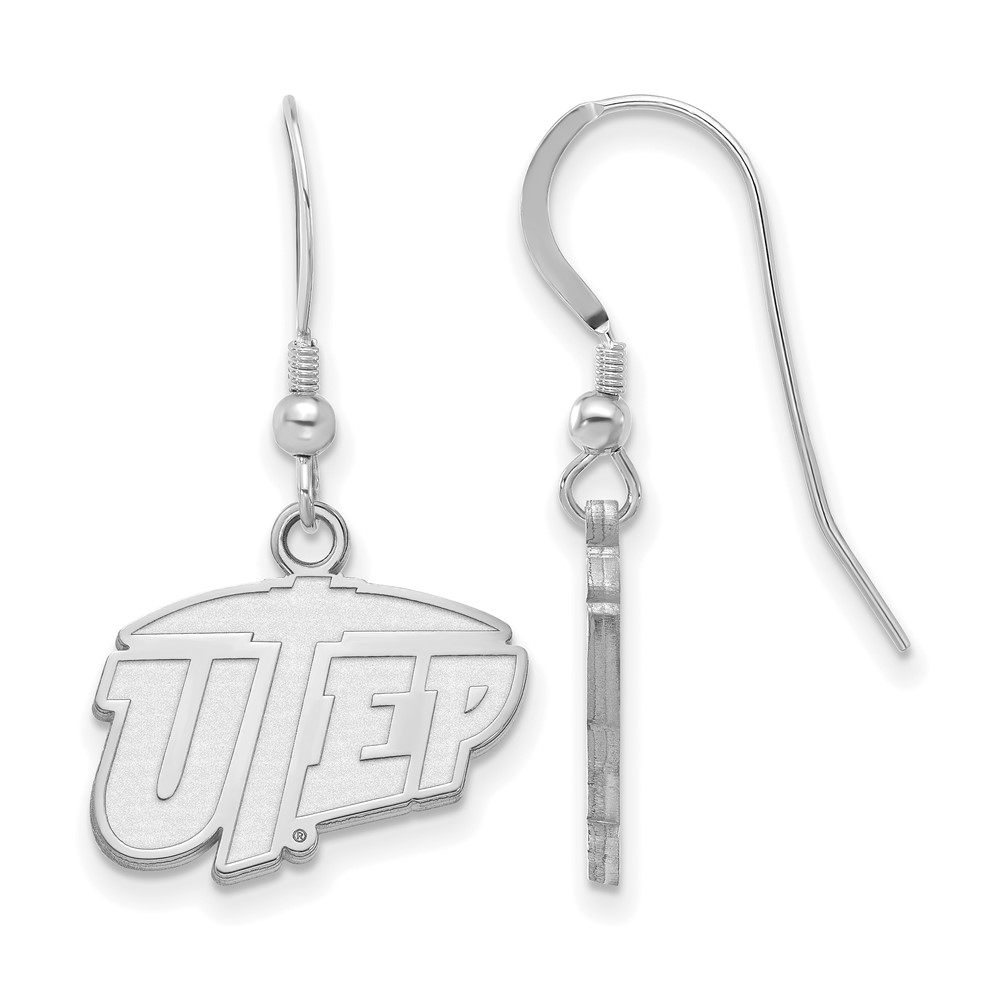 Sterling Silver Rhodium-plated LogoArt University of Texas At El Paso Small Dangle Earrings
