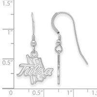 Sterling Silver Rhodium-plated LogoArt University of Tulsa Small Dangle Wire Earrings view 2