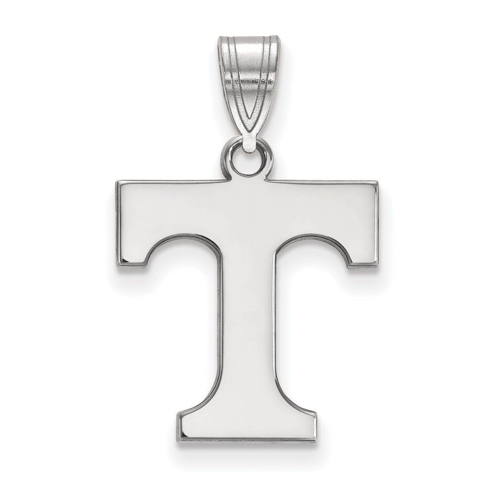 Sterling Silver Rhodium-plated LogoArt University of Tennessee Letter T Medium Pendant