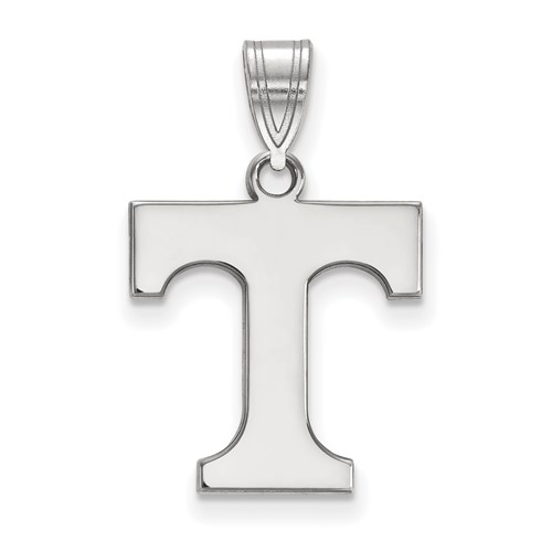 Sterling Silver Rhodium-plated LogoArt University of Tennessee Letter T Medium Pendant