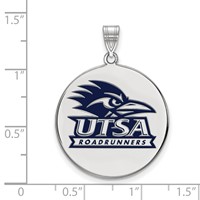 Sterling Silver Rhodium-plated LogoArt University of Texas At San Antonio Extra Large Enameled Disc Pendant view 2