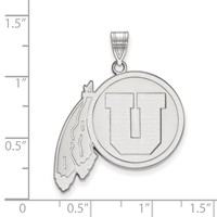 Sterling Silver Rhodium-plated LogoArt University of Utah Extra Large Pendant view 2