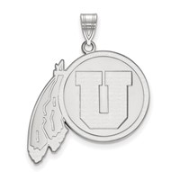 Sterling Silver Rhodium-plated LogoArt University of Utah Extra Large Pendant view 1
