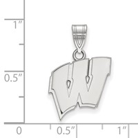 Sterling Silver Rhodium-plated LogoArt University of Wisconsin Letter W Medium Pendant view 2